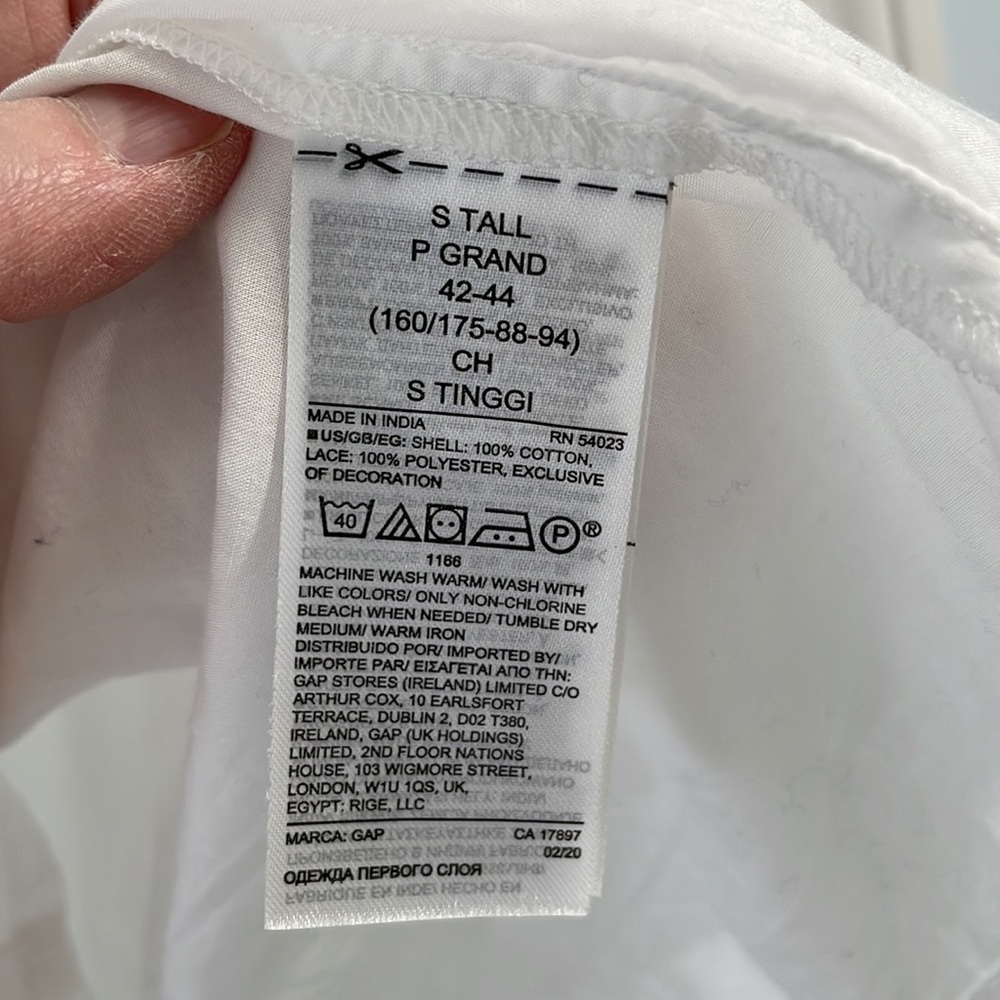 Gap - White Cotton shirt with lace detailing - Small Tall - Picture 3 of 13